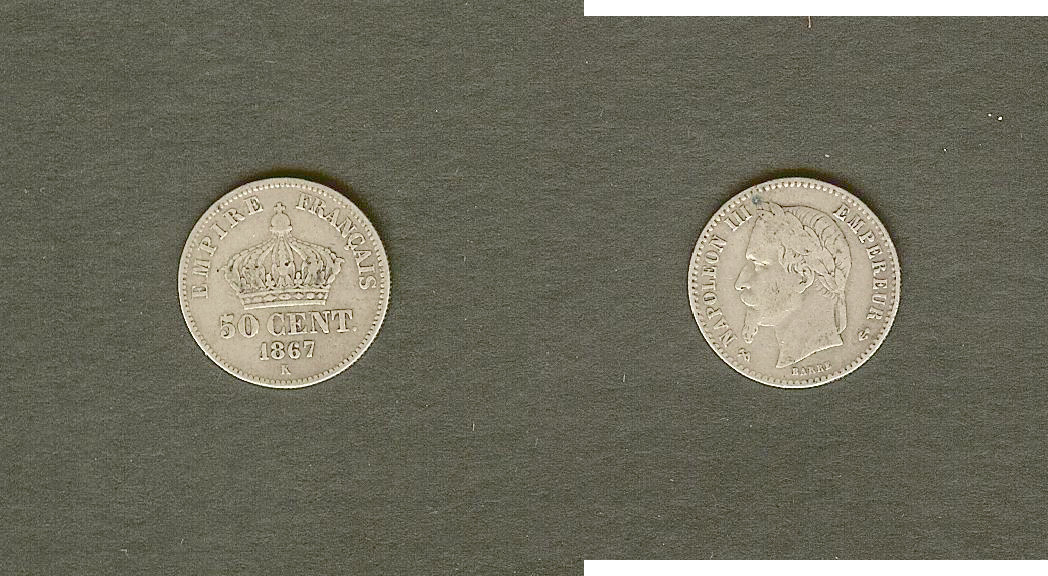 50 centimes Napoleon III 1867K aVF